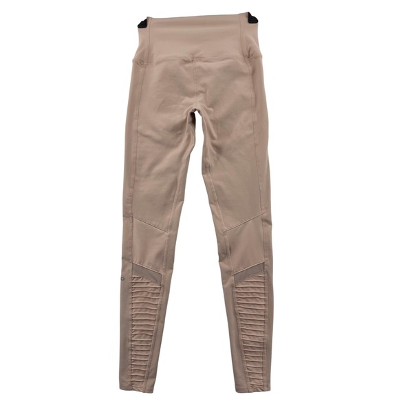 ALO Yoga High Waist Moto Pink Ribbed Activewear Athleisure Stretch Leggings XS - Picture 3 of 8